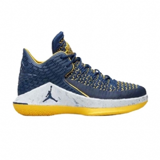 Air Jordan 32 Low Marineblå Gul Hvid Sko Herre