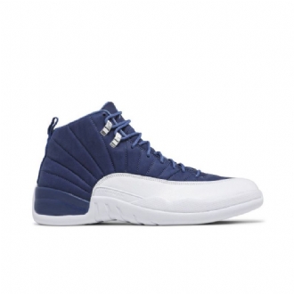Air Jordan 12 Retro Blå Hvid Sko Herre
