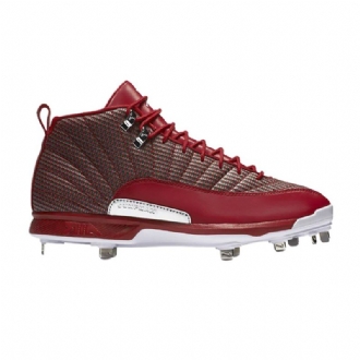 Air Jordan 12 Retro Metal Rød Hvid Sølv Sko Herre