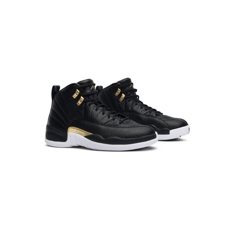 Air Jordan 12 Retro Sort Guld Hvid Sko Dame