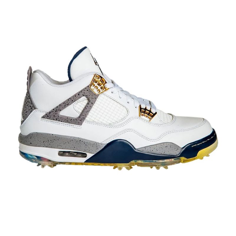 Air Jordan 4 Eastside Golf Hvid Grå Blå Guld Sko Herre