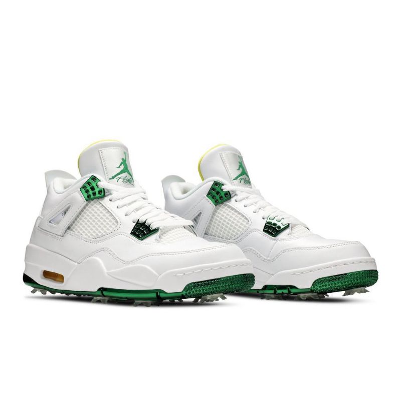 Air Jordan 4 Golf Hvid Grøn Gul Sko Herre