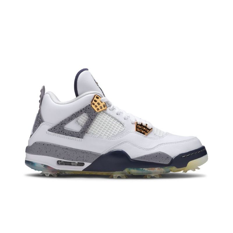 Air Jordan 4 Golf Hvid Marineblå Grå Sko Herre