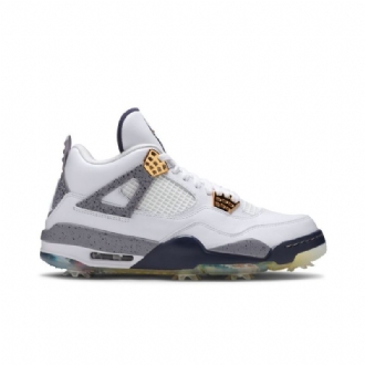 Air Jordan 4 Golf Hvid Marineblå Grå Sko Herre