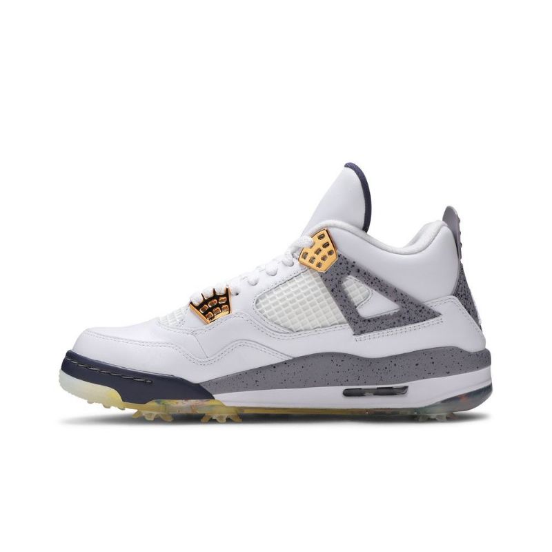 Air Jordan 4 Golf Hvid Marineblå Grå Sko Herre