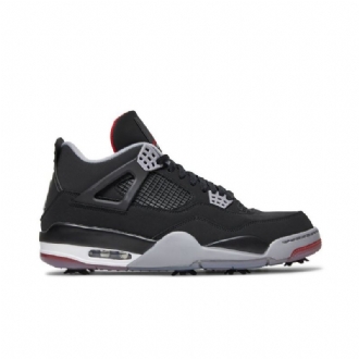 Air Jordan 4 Golf Sort Rød Hvid Grå Sko Herre