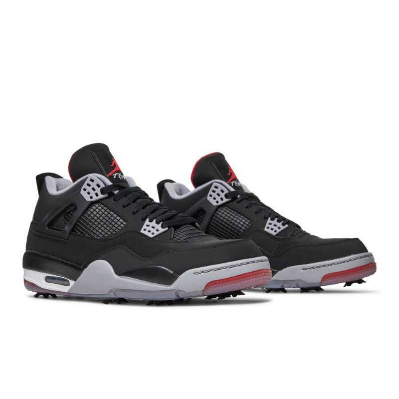 Air Jordan 4 Golf Sort Rød Hvid Grå Sko Herre