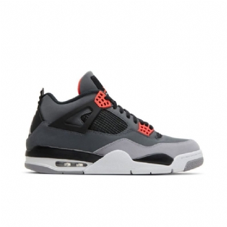 Air Jordan 4 Retro Grå Sort Rød Sko Herre