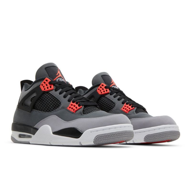Air Jordan 4 Retro Grå Sort Rød Sko Herre
