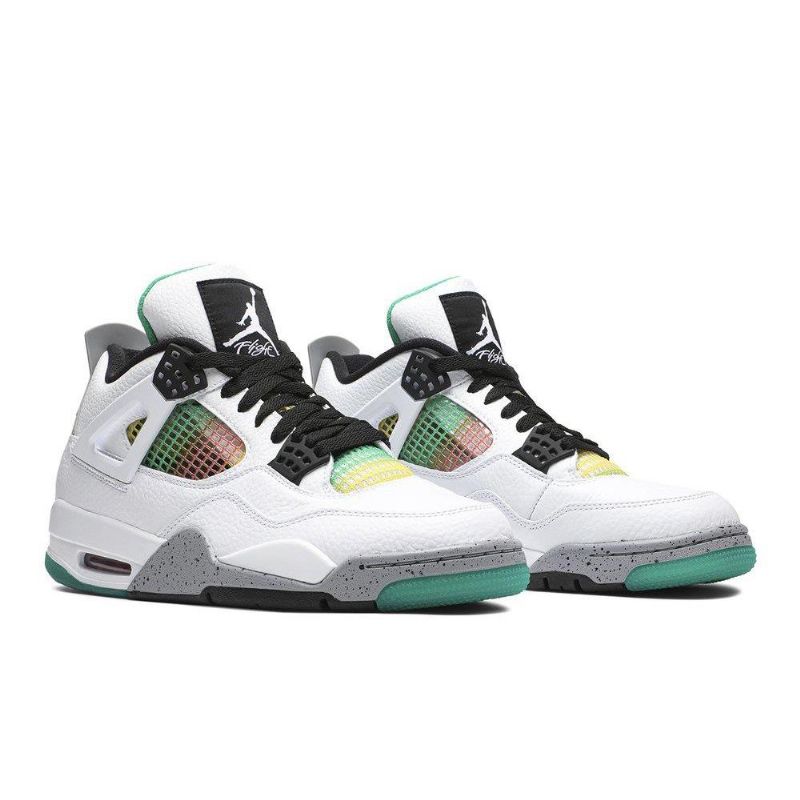 Air Jordan 4 Retro Hvid Grå Flerfarvede Sko Dame