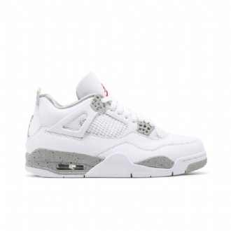 Air Jordan 4 Retro Hvid Grå Rød Sko Herre