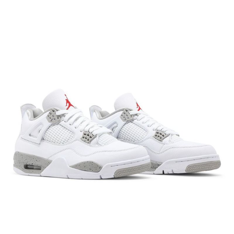 Air Jordan 4 Retro Hvid Grå Rød Sko Herre