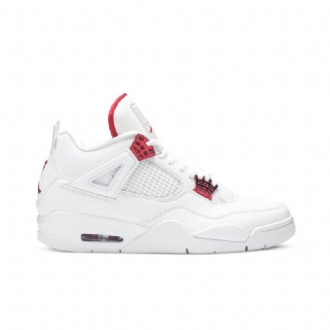 Air Jordan 4 Retro Hvid Rød Sølv Sko Herre