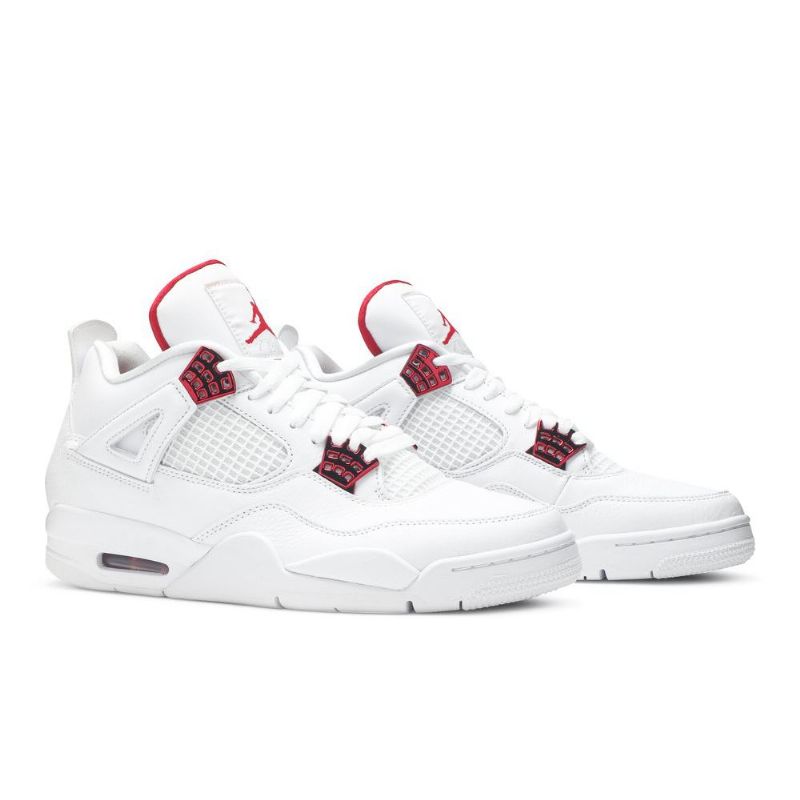 Air Jordan 4 Retro Hvid Rød Sølv Sko Herre