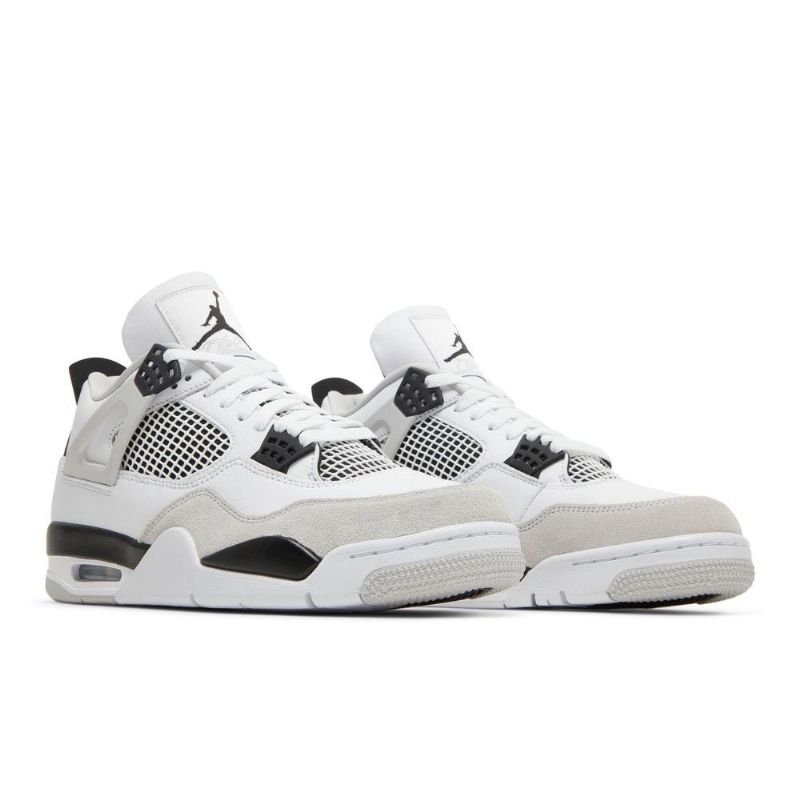 Air Jordan 4 Retro Hvid Sort Grå Sko Herre
