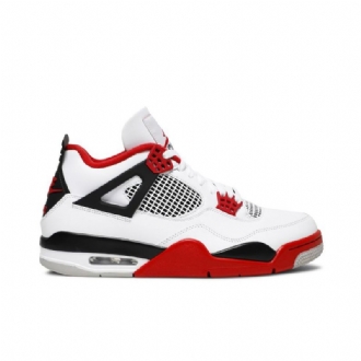 Air Jordan 4 Retro Og Hvid Sort Rød Sko Herre