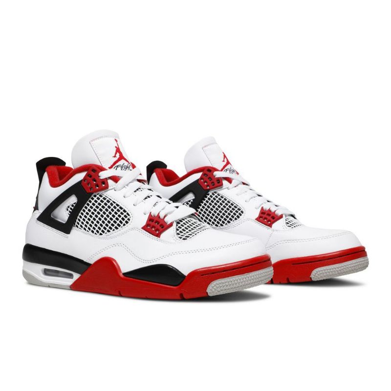 Air Jordan 4 Retro Og Hvid Sort Rød Sko Herre