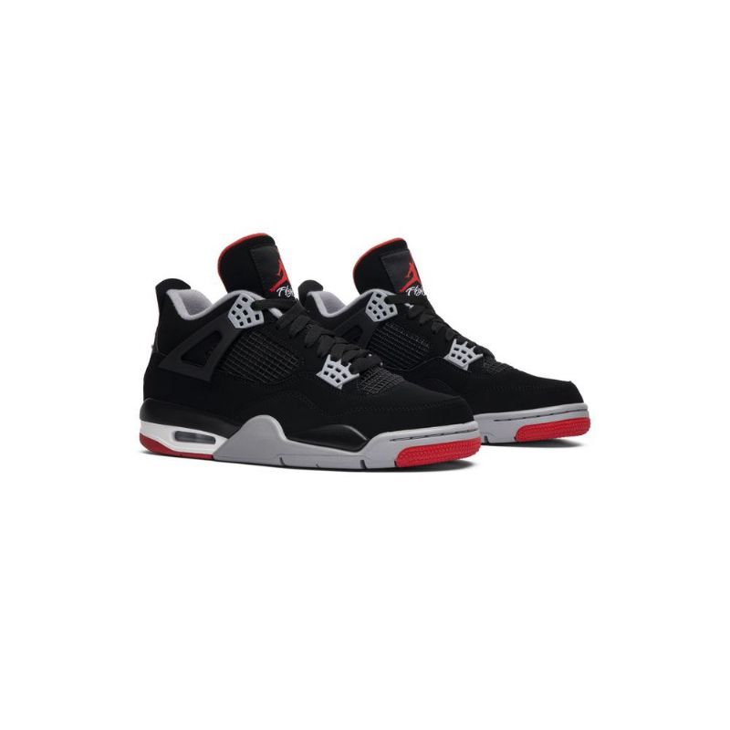 Air Jordan 4 Retro Og Sort Grå Rød Hvid Sko Herre