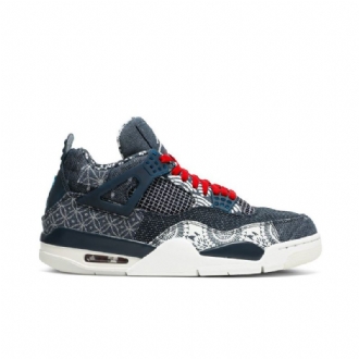 Air Jordan 4 Retro Se Grå Marineblå Hvid Rød Sko Herre