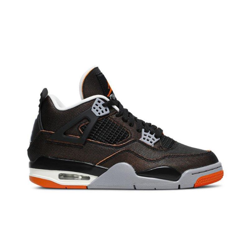 Air Jordan 4 Retro Sort Orange Grå Sko Dame
