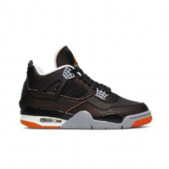 Air Jordan 4 Retro Sort Orange Grå Sko Dame