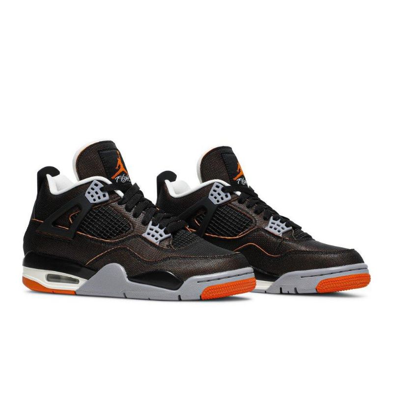Air Jordan 4 Retro Sort Orange Grå Sko Dame