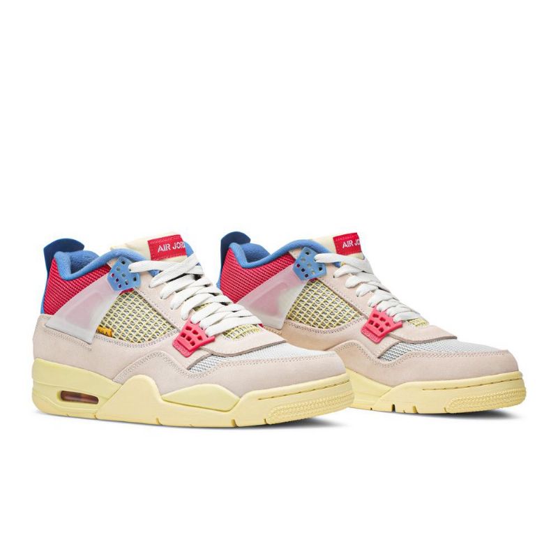Air Jordan 4 Union La Retro Beige Rød Blå Sko Herre