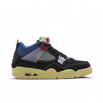 Air Jordan 4 Union La Retro Sort Blå Grå Rød Sko Herre