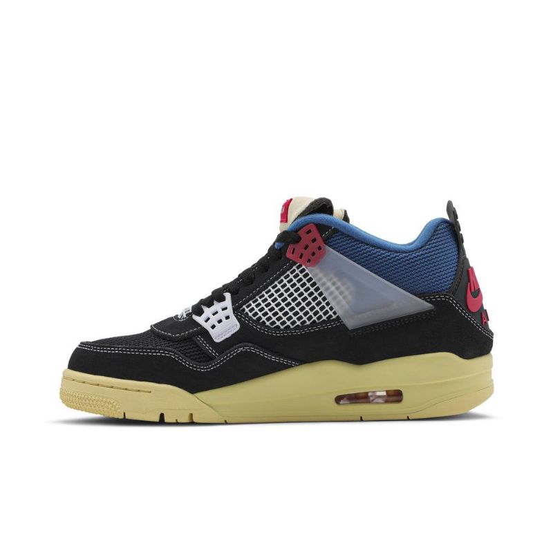 Air Jordan 4 Union La Retro Sort Blå Grå Rød Sko Herre