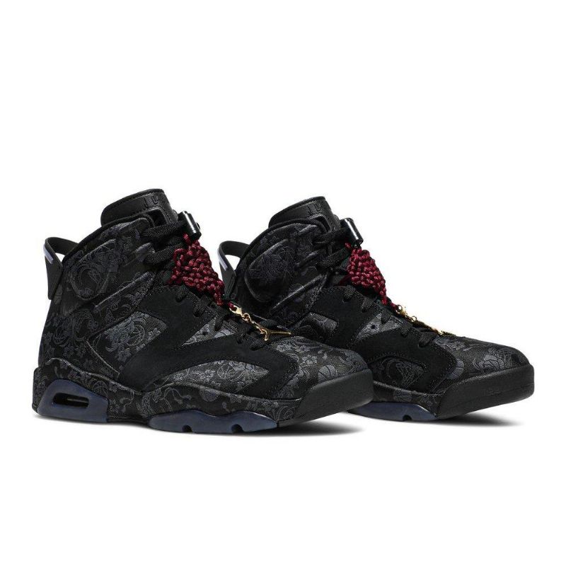 Air Jordan 6 Retro Sort Bordeaux Grå Sko Dame