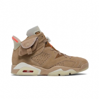 Air Jordan 6 Travis Scott Retro Khaki Grå Rød Sko Herre