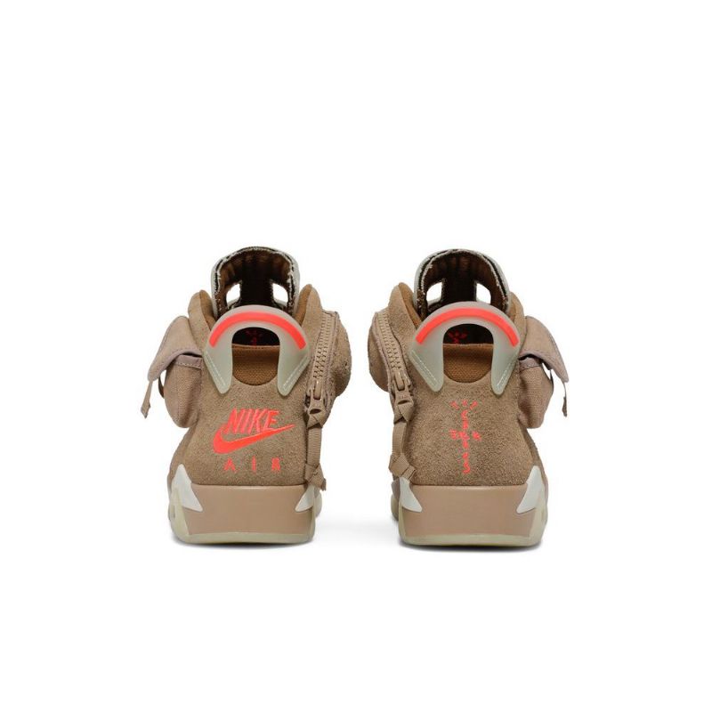 Air Jordan 6 Travis Scott Retro Khaki Grå Rød Sko Herre