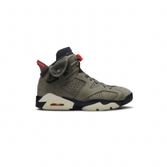Air Jordan 6 Travis Scott Retro Olivengrøn Sort Rød Sko Herre