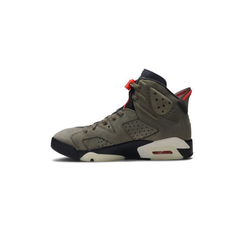 Air Jordan 6 Travis Scott Retro Olivengrøn Sort Rød Sko Herre