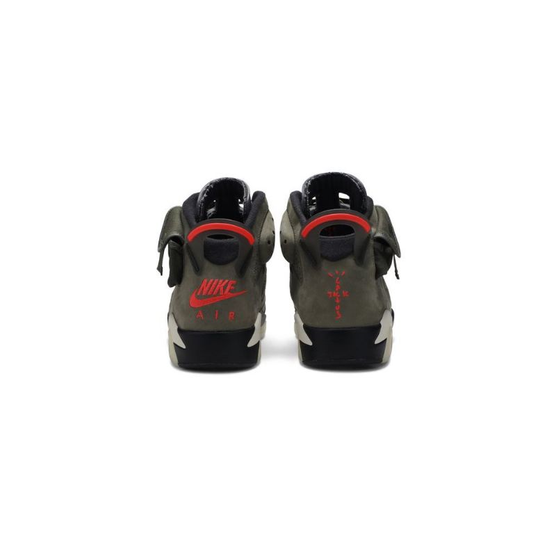 Air Jordan 6 Travis Scott Retro Olivengrøn Sort Rød Sko Herre