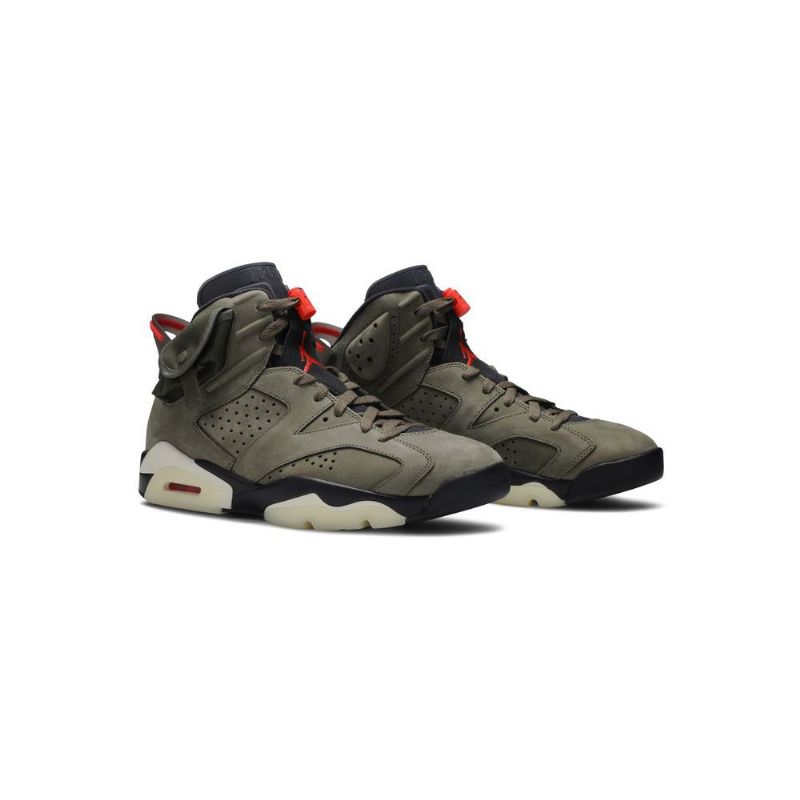 Air Jordan 6 Travis Scott Retro Olivengrøn Sort Rød Sko Herre
