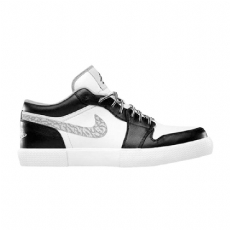 Air Jordan Retro V.1 Sort Hvid Grå Sko Herre