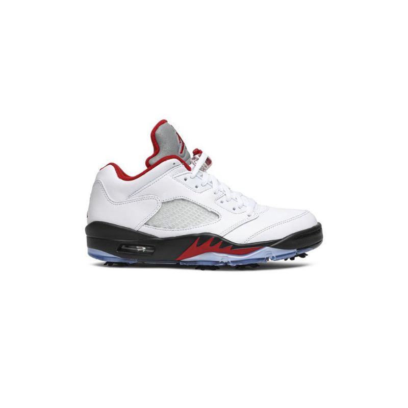 Air Jordan 5 Low Golf Hvid Sort Rød Sølv Sko Herre