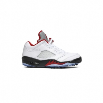 Air Jordan 5 Low Golf Hvid Sort Rød Sølv Sko Herre