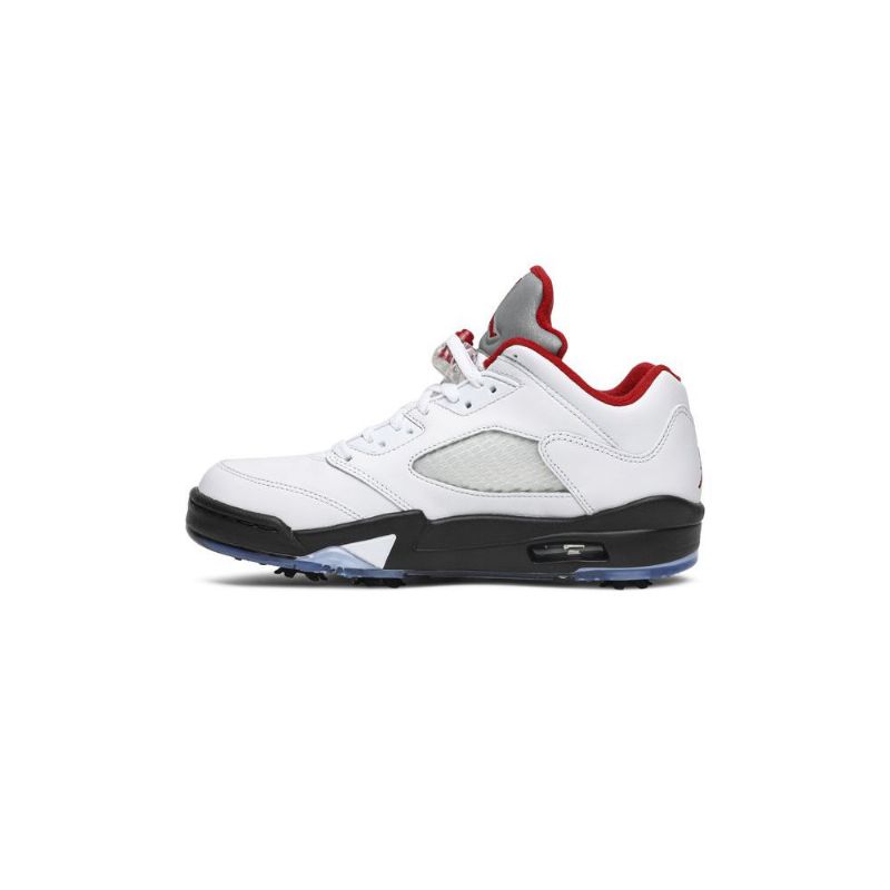 Air Jordan 5 Low Golf Hvid Sort Rød Sølv Sko Herre