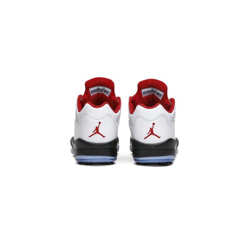 Air Jordan 5 Low Golf Hvid Sort Rød Sølv Sko Herre