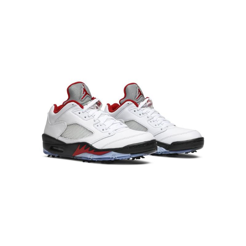 Air Jordan 5 Low Golf Hvid Sort Rød Sølv Sko Herre