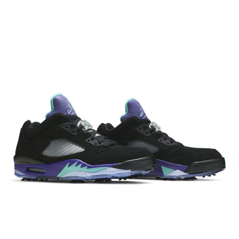 Air Jordan 5 Low Golf Sort Lilla Grøn Sølv Sko Herre