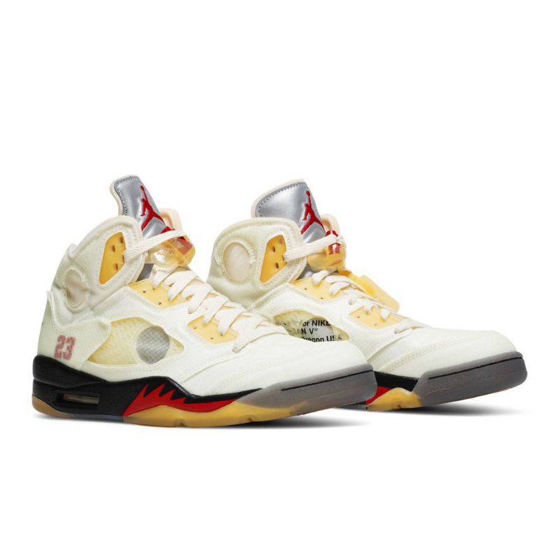 Air Jordan 5 Off-hvid Sp Hvid Gul Sølv Sko Herre