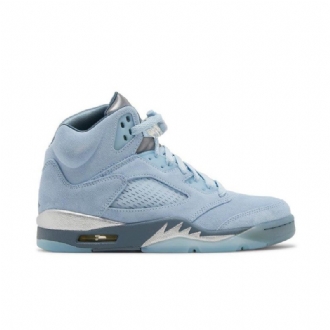 Air Jordan 5 Retro Blå Sølv Hvid Sko Dame