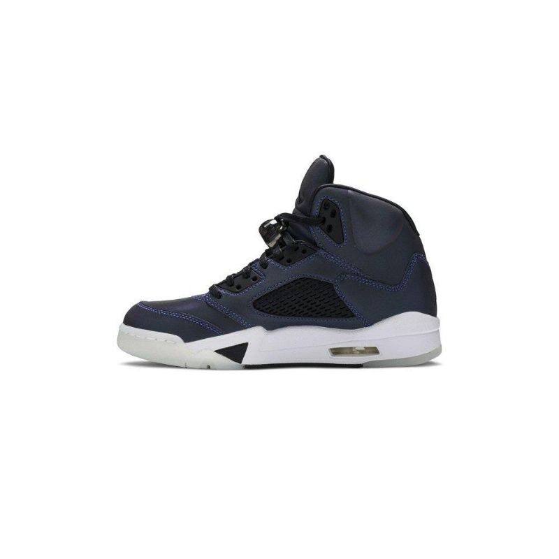 Air Jordan 5 Retro Grå Sort Marineblå Sko Dame