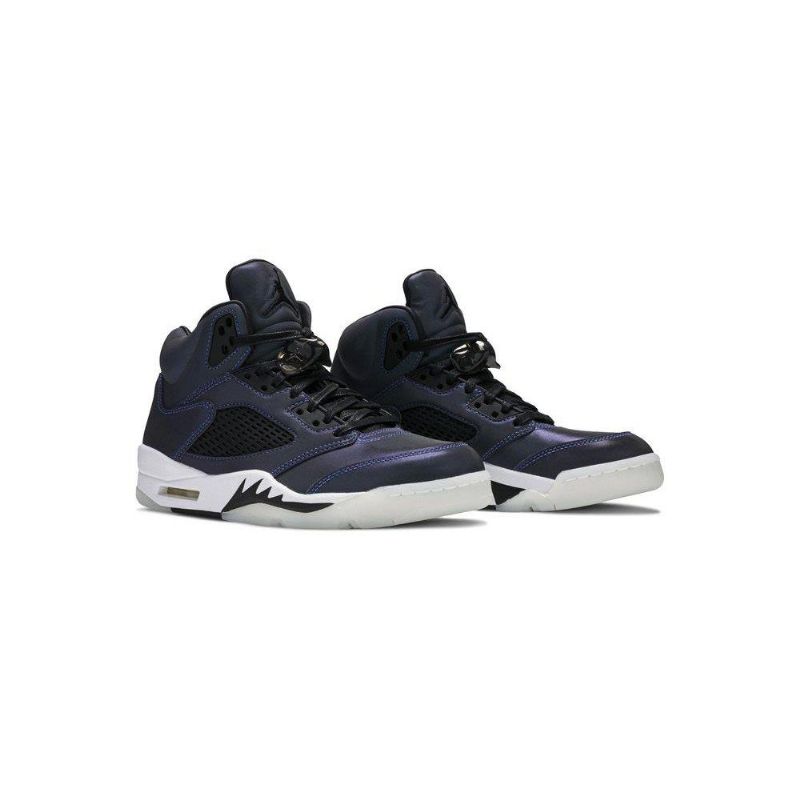 Air Jordan 5 Retro Grå Sort Marineblå Sko Dame