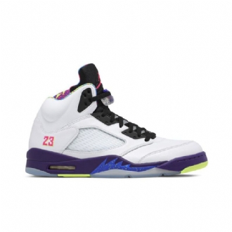 Air Jordan 5 Retro Hvid Lilla Sort Sko Herre