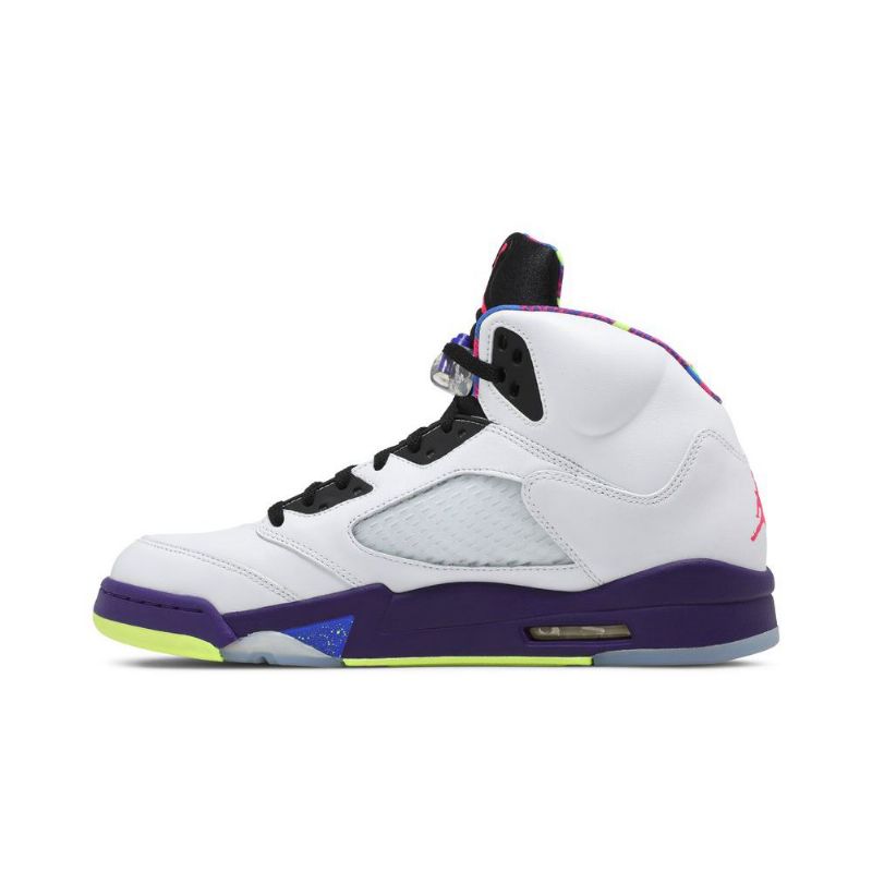Air Jordan 5 Retro Hvid Lilla Sort Sko Herre
