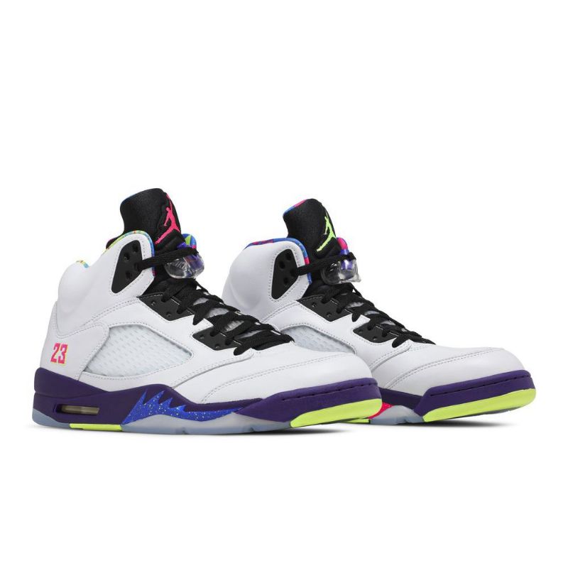 Air Jordan 5 Retro Hvid Lilla Sort Sko Herre
